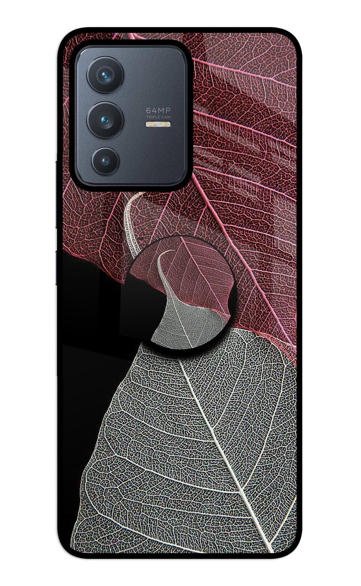 Leaf Pattern Vivo V23 5G Glass Case