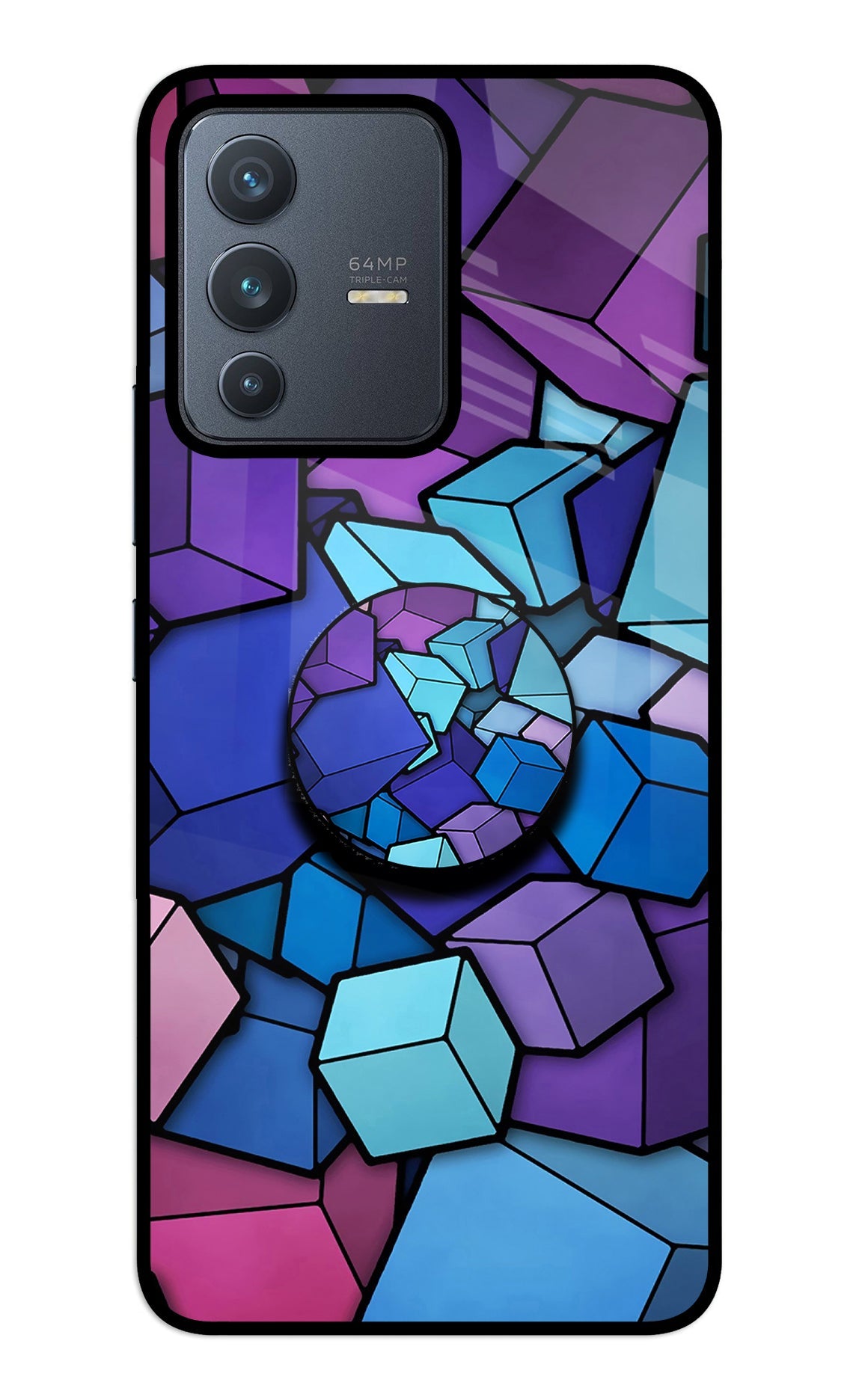 Cubic Abstract Vivo V23 5G Glass Case
