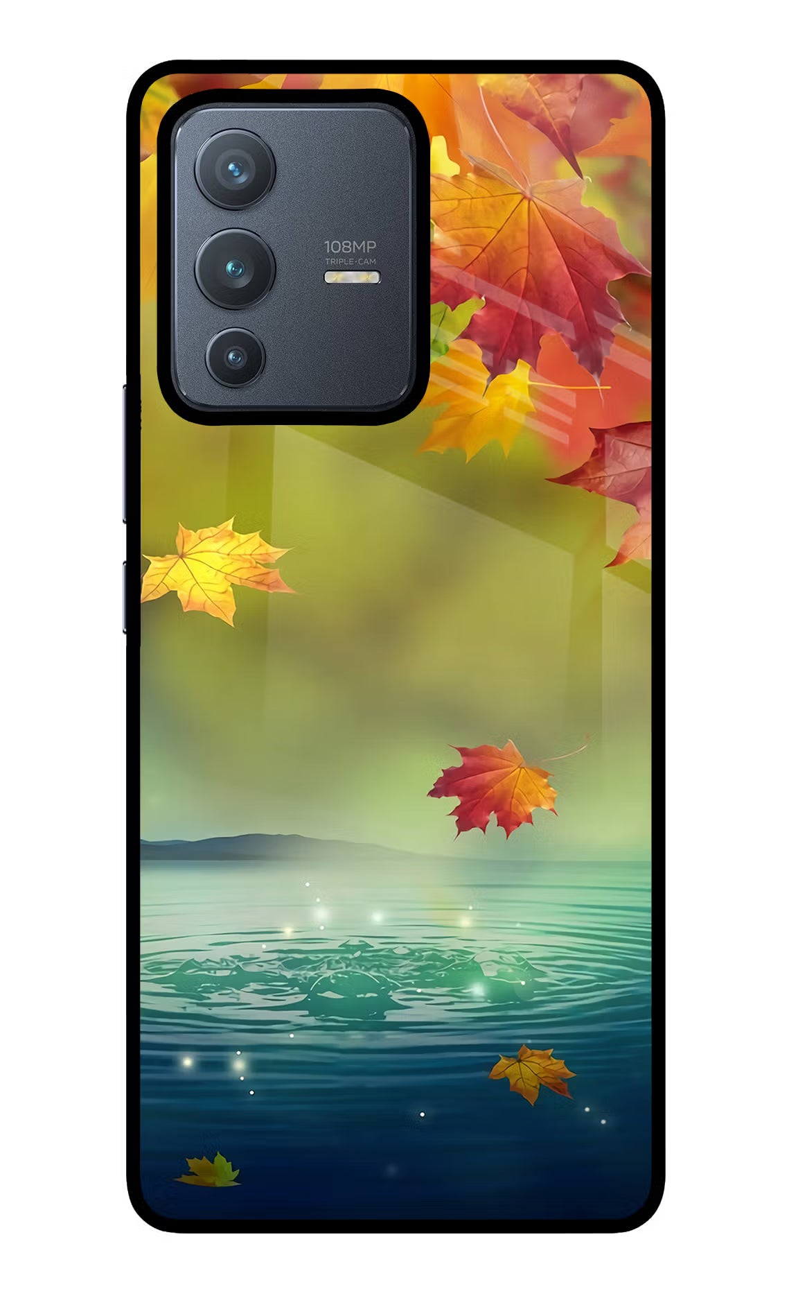 Flowers Vivo V23 Pro 5G Glass Case Back Cover by Casekaro
