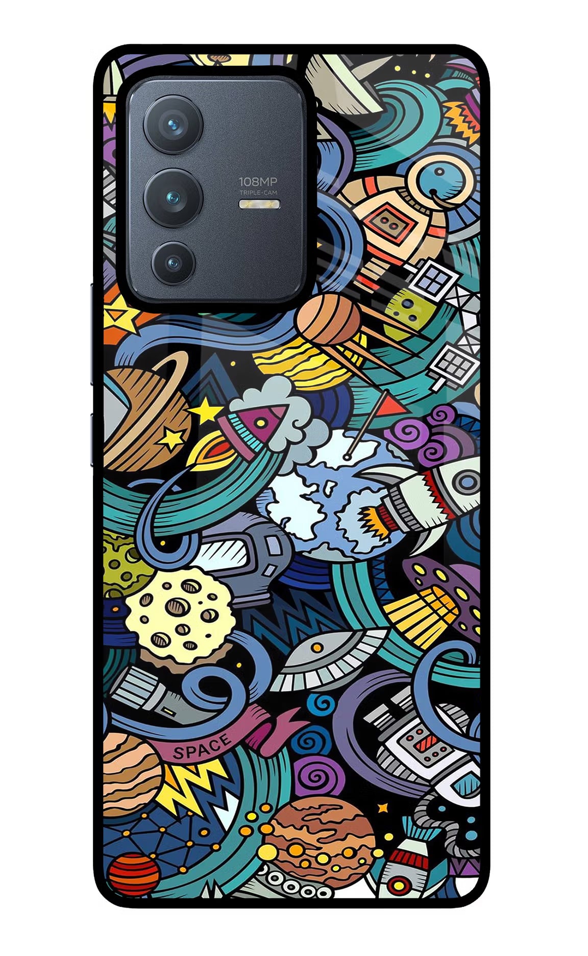Space Abstract Vivo V23 Pro 5G Glass Case Back Cover by Casekaro