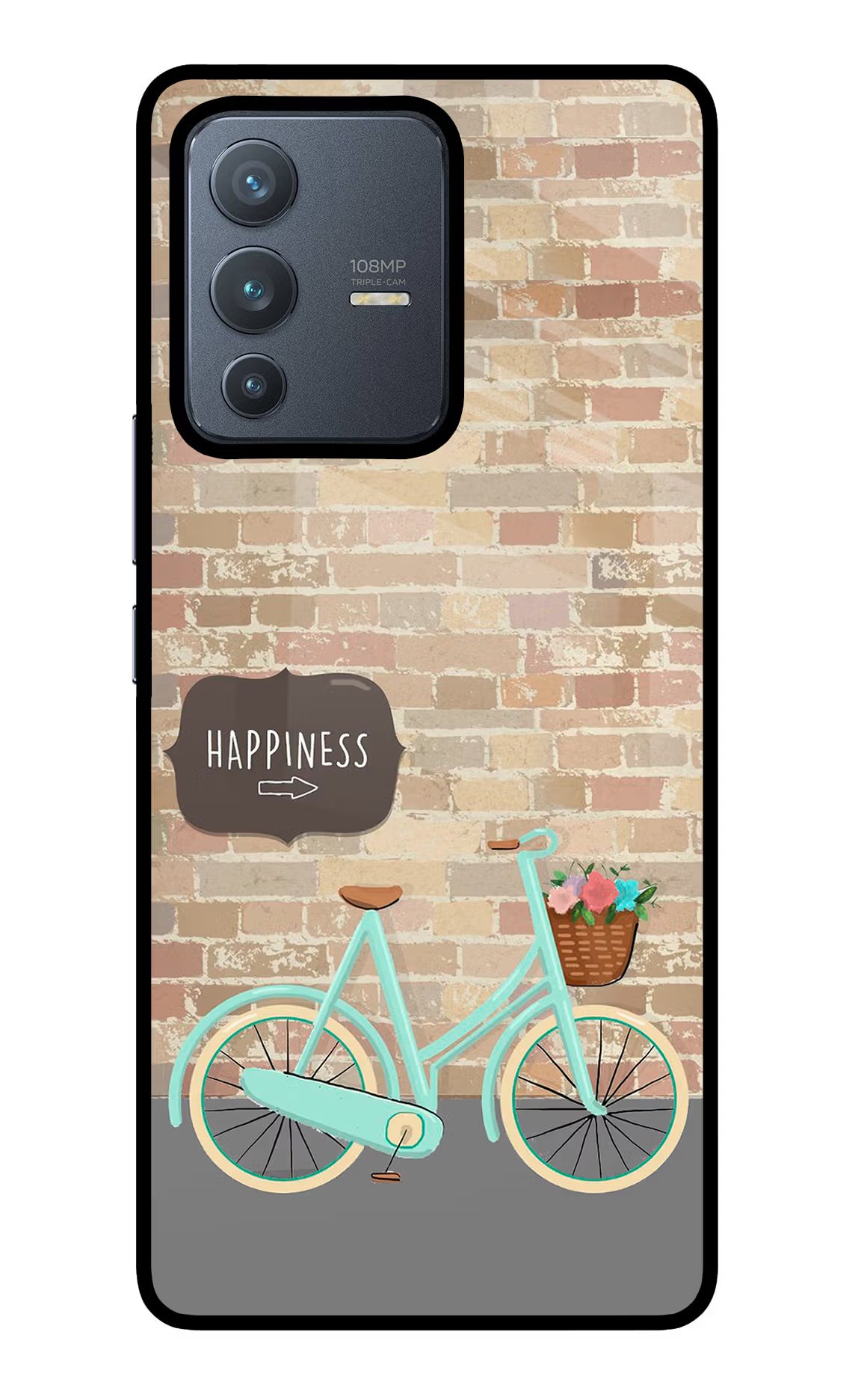 Happiness Artwork Vivo V23 Pro 5G Glass Case Back Cover by Casekaro