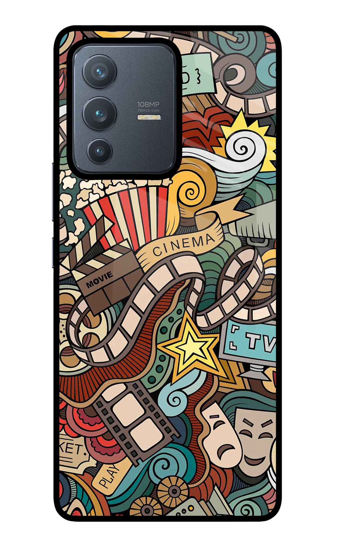 Cinema Abstract Vivo V23 Pro 5G Glass Case Back Cover by Casekaro