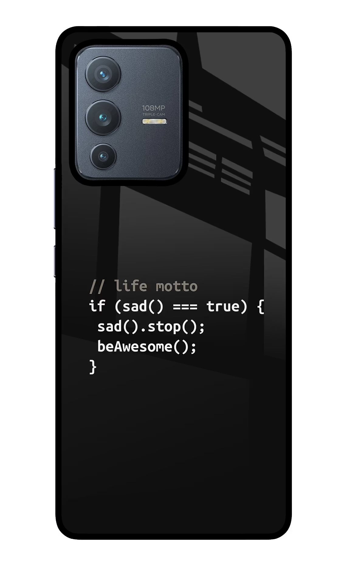 Life Motto Code Vivo V23 Pro 5G Glass Case Back Cover by Casekaro