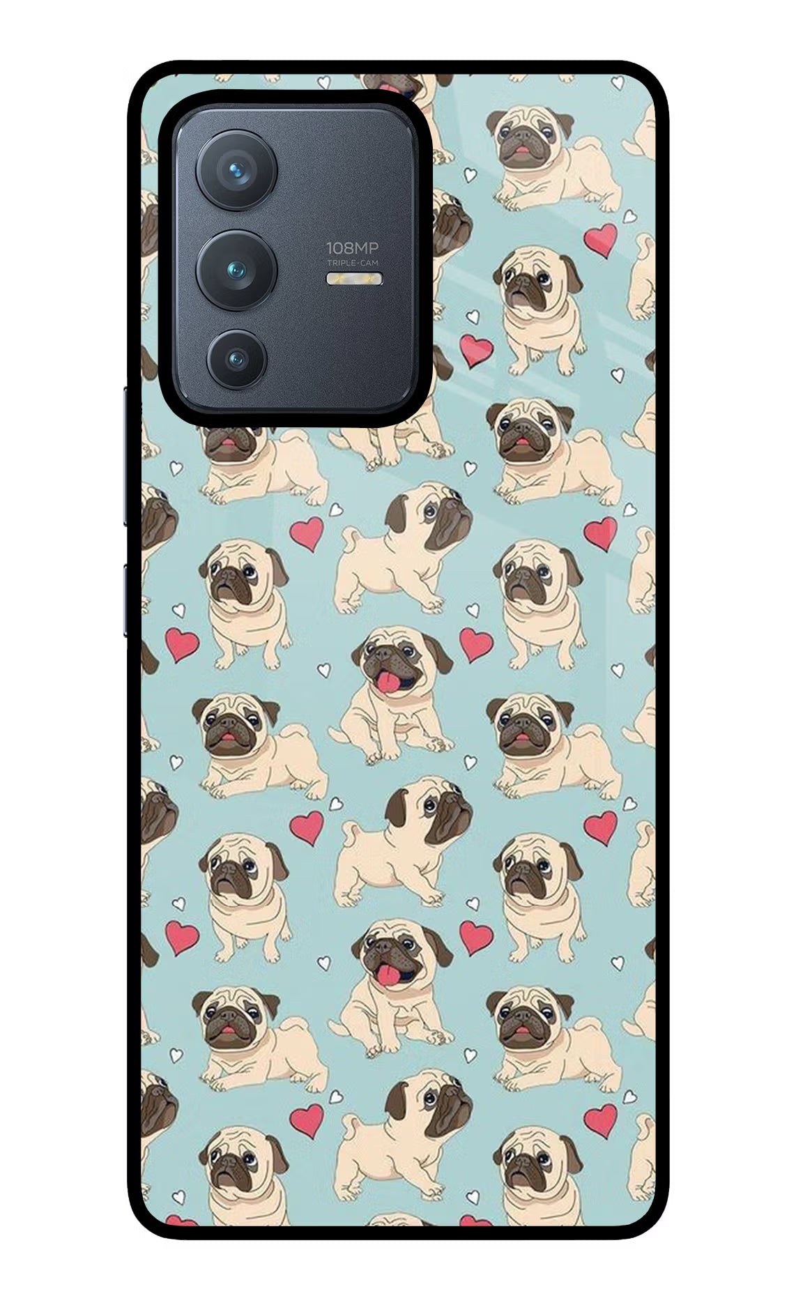 Pug Dog Vivo V23 Pro 5G Glass Case Back Cover by Casekaro
