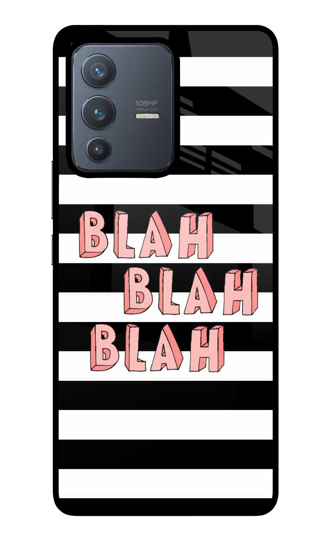 Blah Blah Blah Vivo V23 Pro 5G Glass Case Back Cover by Casekaro