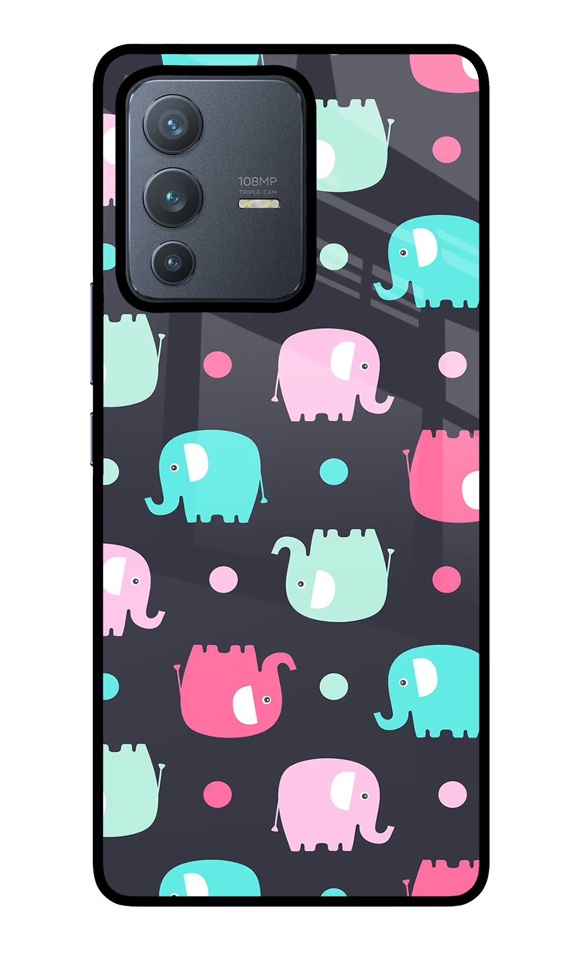 Elephants Vivo V23 Pro 5G Glass Case Back Cover by Casekaro