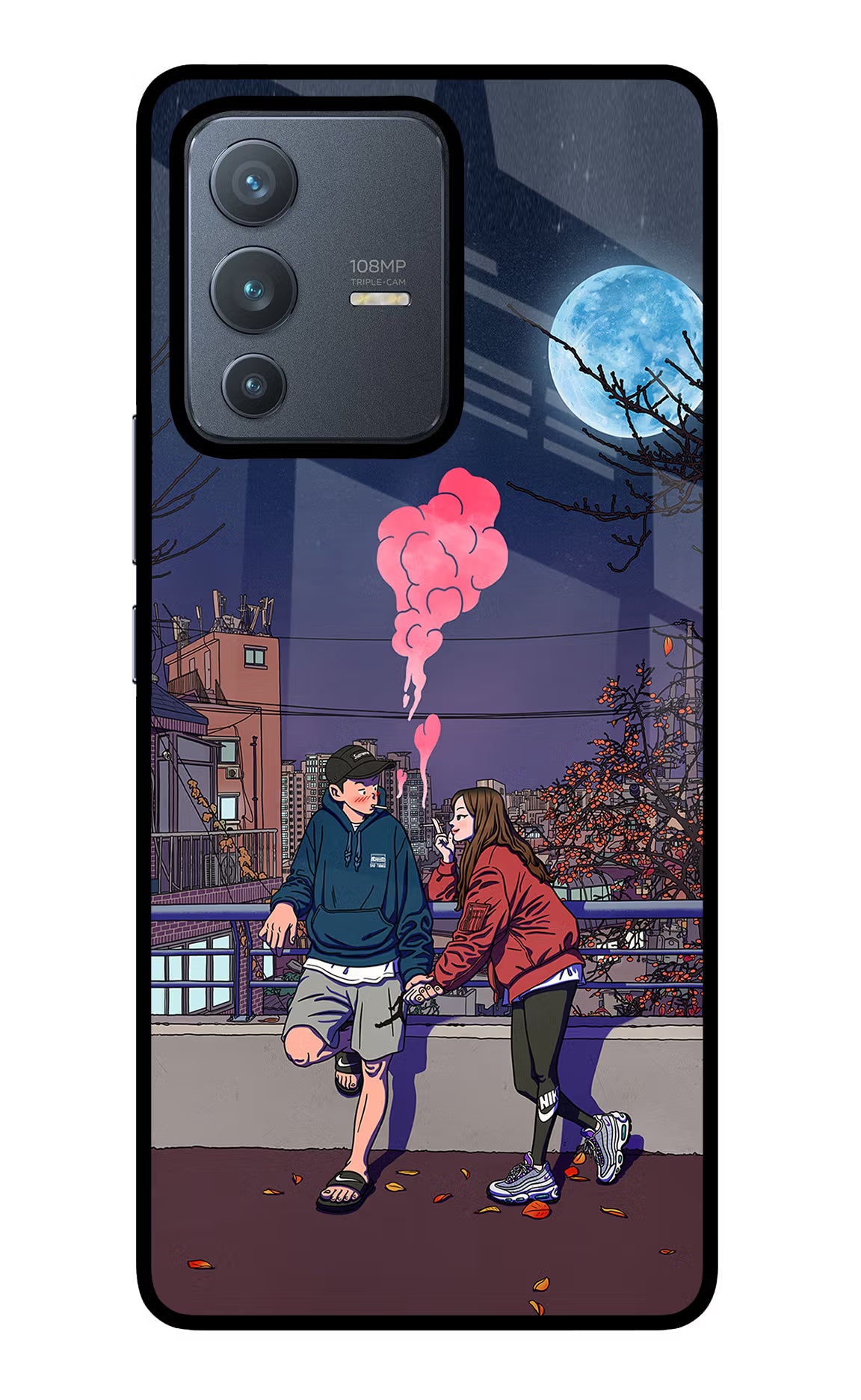 Chilling Couple Vivo V23 Pro 5G Glass Case Back Cover by Casekaro