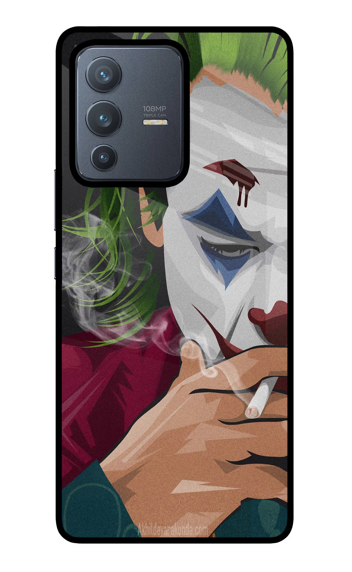 Joker Smoking Vivo V23 Pro 5G Glass Case Back Cover by Casekaro