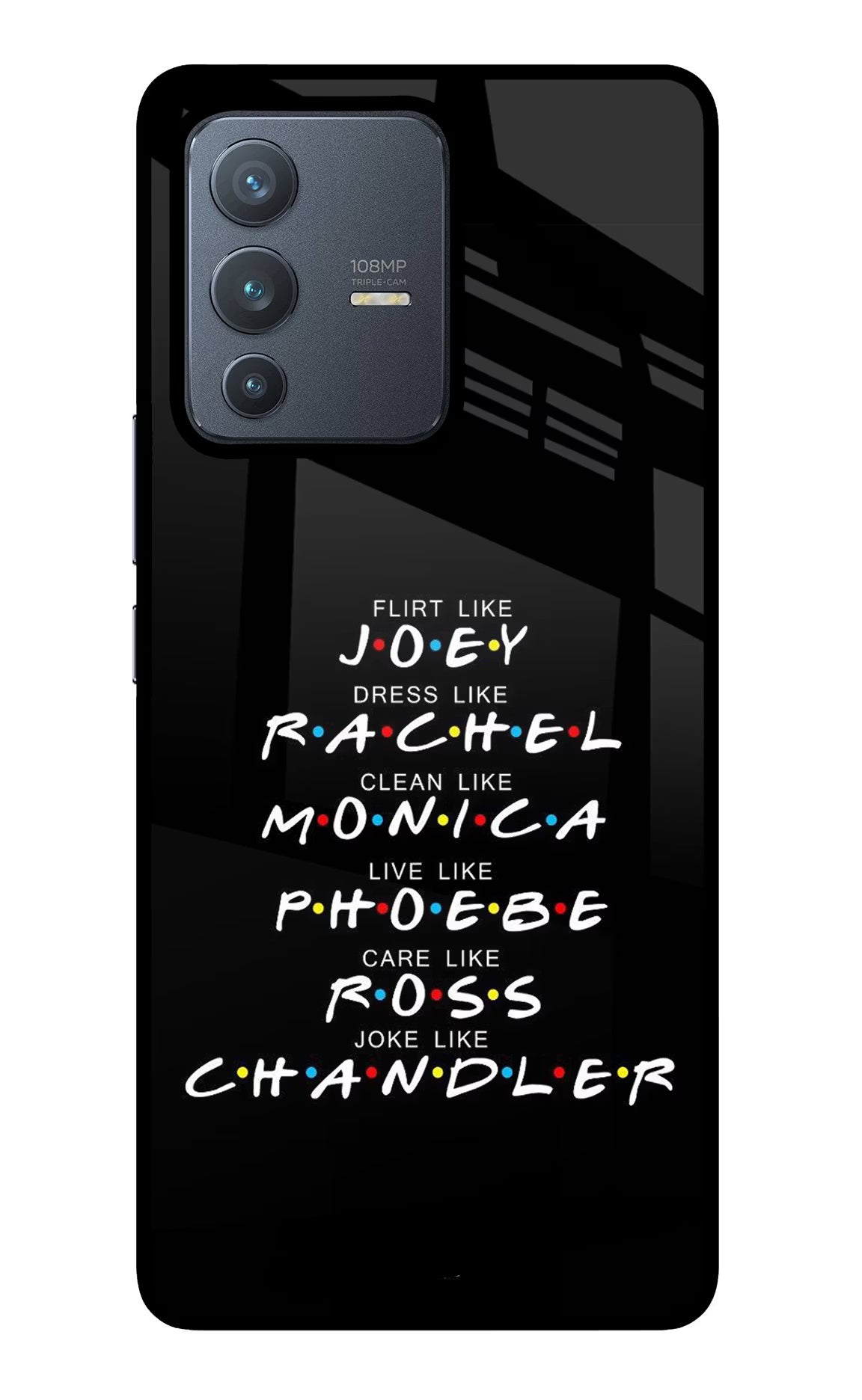 FRIENDS Character Vivo V23 Pro 5G Glass Case Back Cover by Casekaro