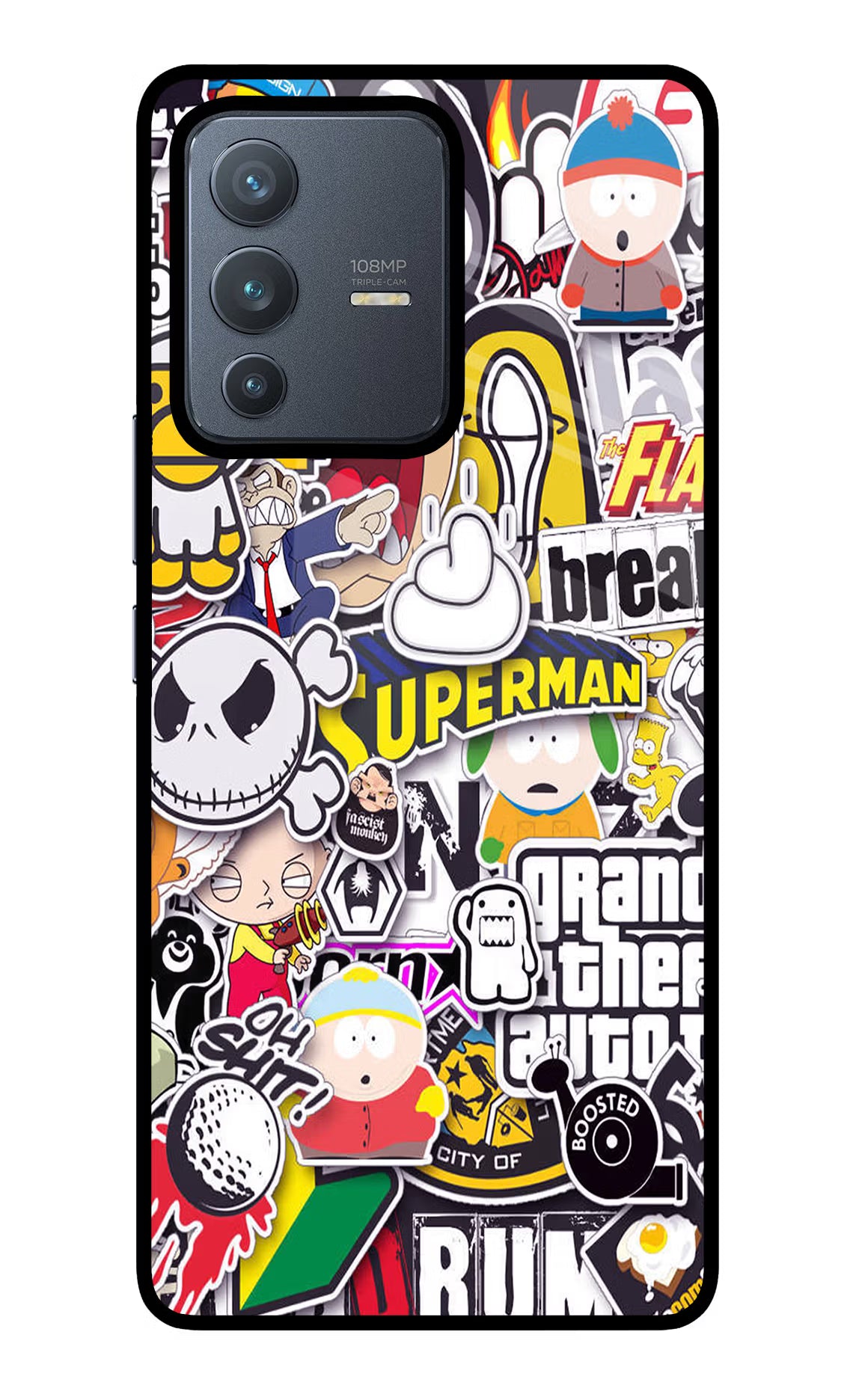 Sticker Bomb Vivo V23 Pro 5G Glass Case