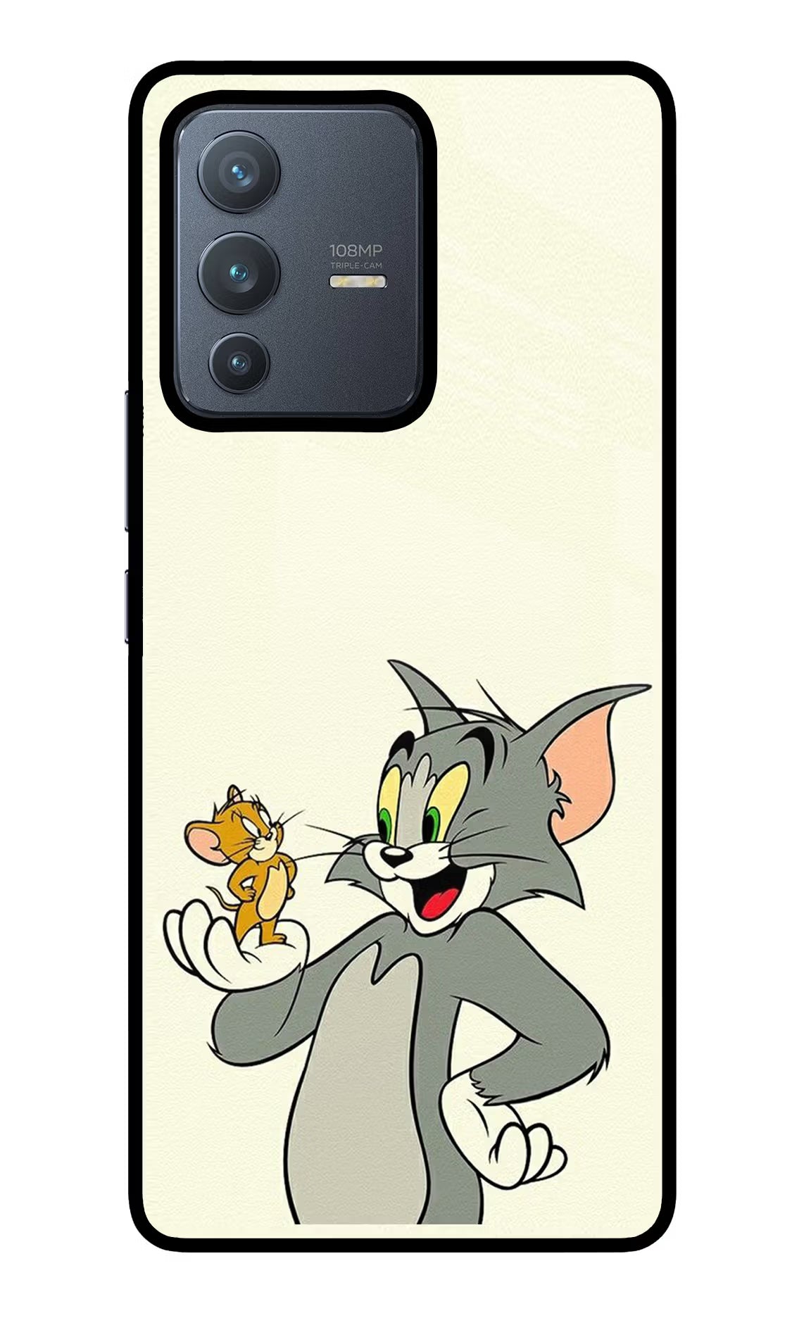 Tom & Jerry Vivo V23 Pro 5G Glass Case Back Cover by Casekaro