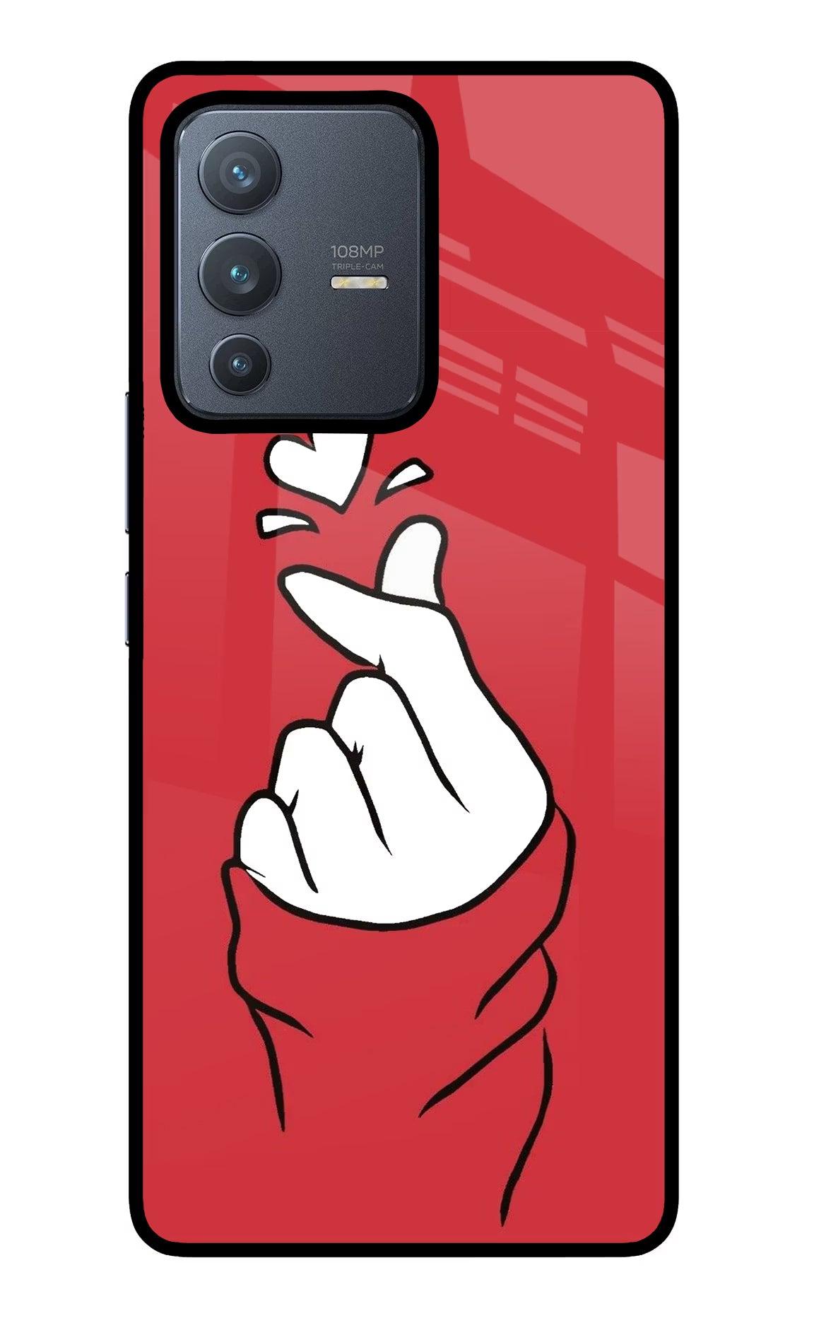 Korean Love Sign Vivo V23 Pro 5G Glass Case Back Cover by Casekaro