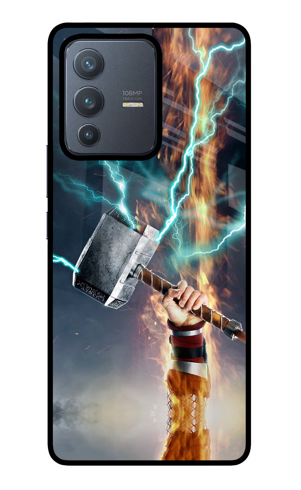Thor Hammer Mjolnir Vivo V23 Pro 5G Glass Case Back Cover by Casekaro