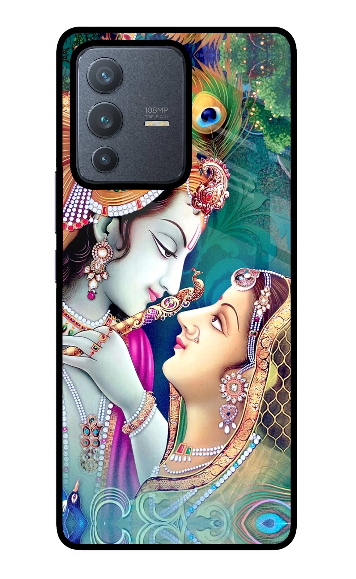 Lord Radha Krishna Vivo V23 Pro 5G Glass Case Back Cover by Casekaro