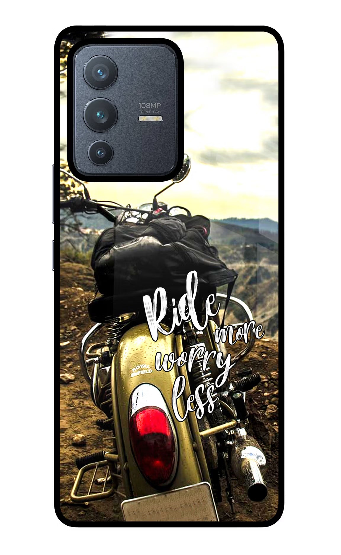 Ride More Worry Less Vivo V23 Pro 5G Glass Case Back Cover by Casekaro