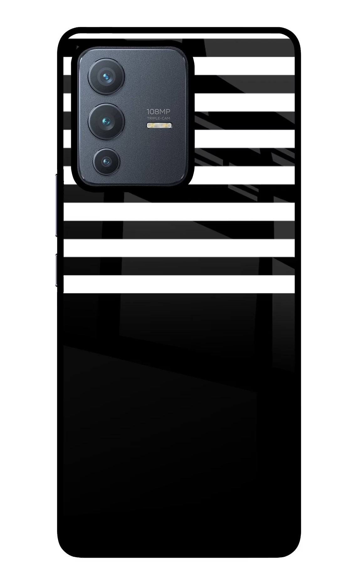 Black and White Print Vivo V23 Pro 5G Glass Case Back Cover by Casekaro