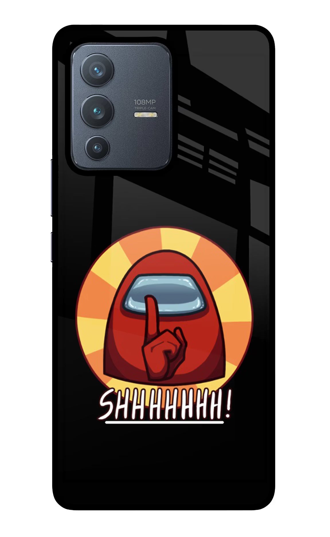 Among Us Shhh! Vivo V23 Pro 5G Glass Case Back Cover by Casekaro