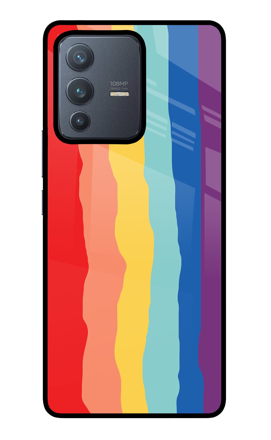 Rainbow Vivo V23 Pro 5G Glass Case Back Cover by Casekaro