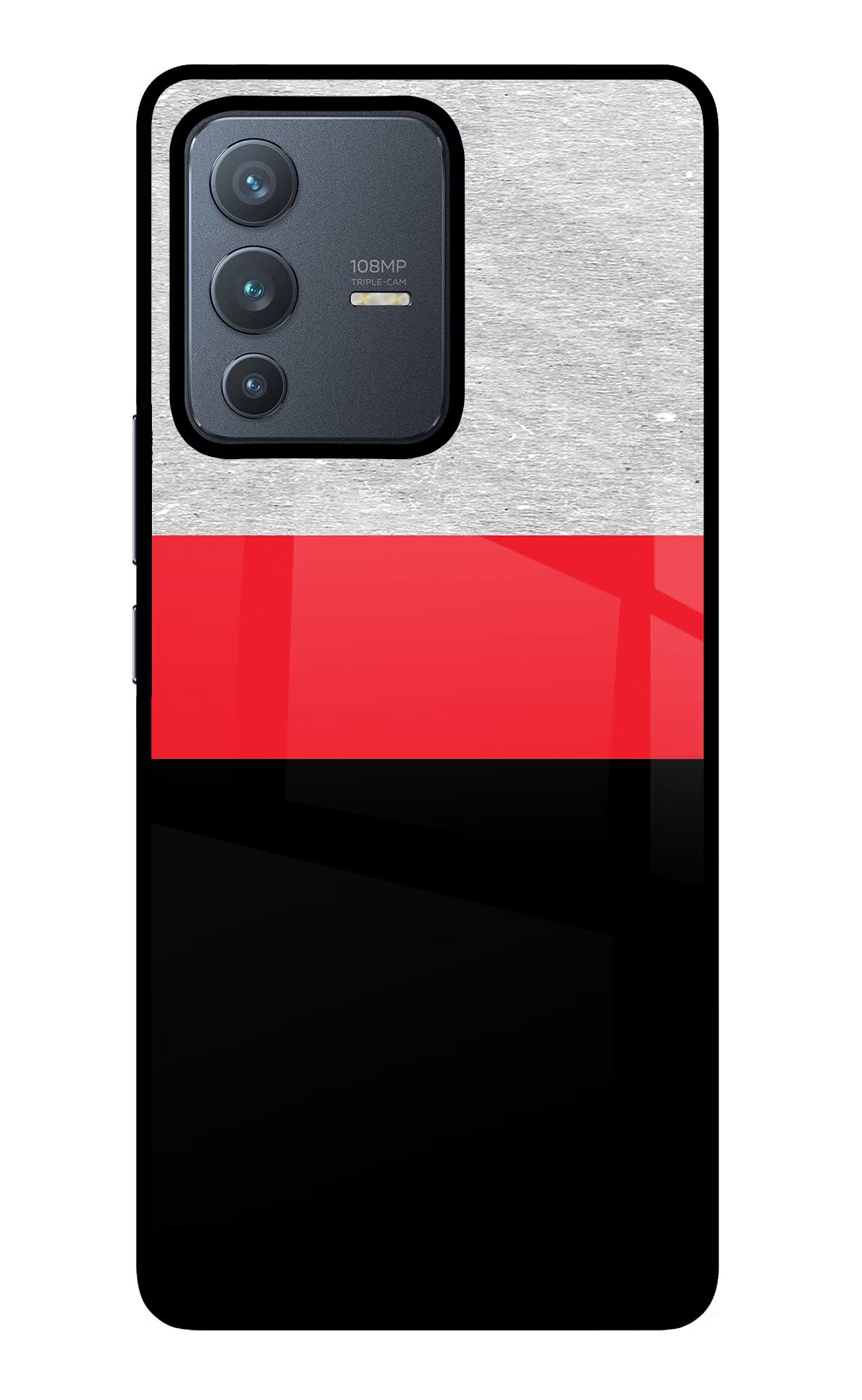 Tri Color Pattern Vivo V23 Pro 5G Glass Case Back Cover by Casekaro