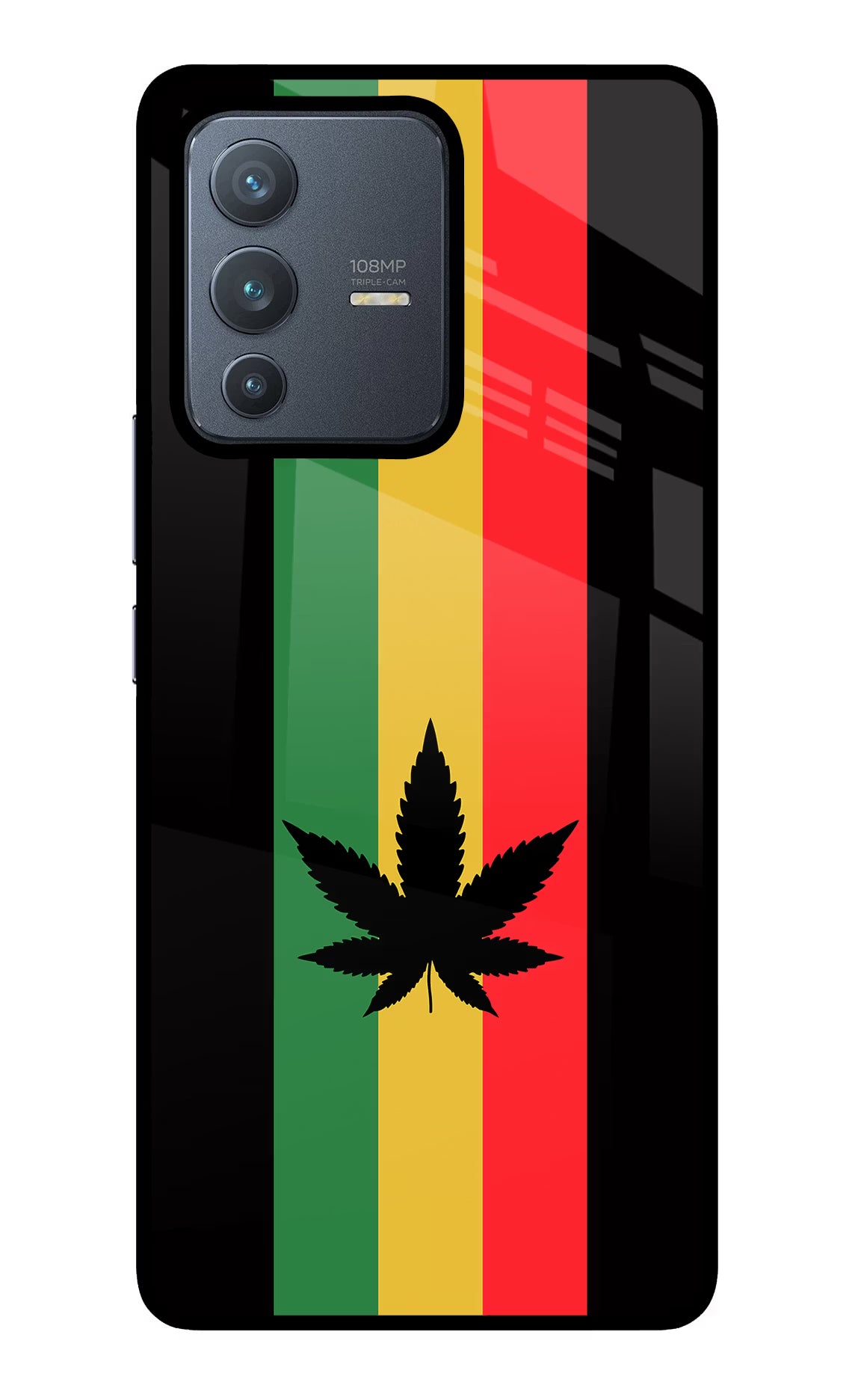 Weed Flag Vivo V23 Pro 5G Glass Case Back Cover by Casekaro