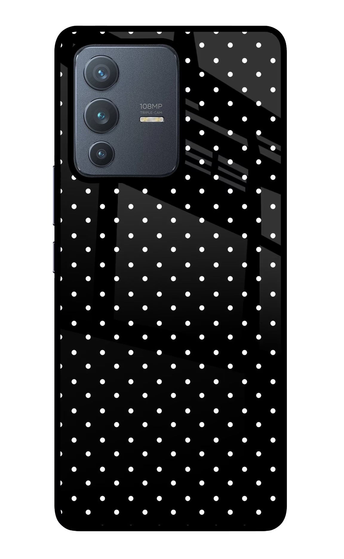 White Dots Vivo V23 Pro 5G Glass Case Back Cover by Casekaro
