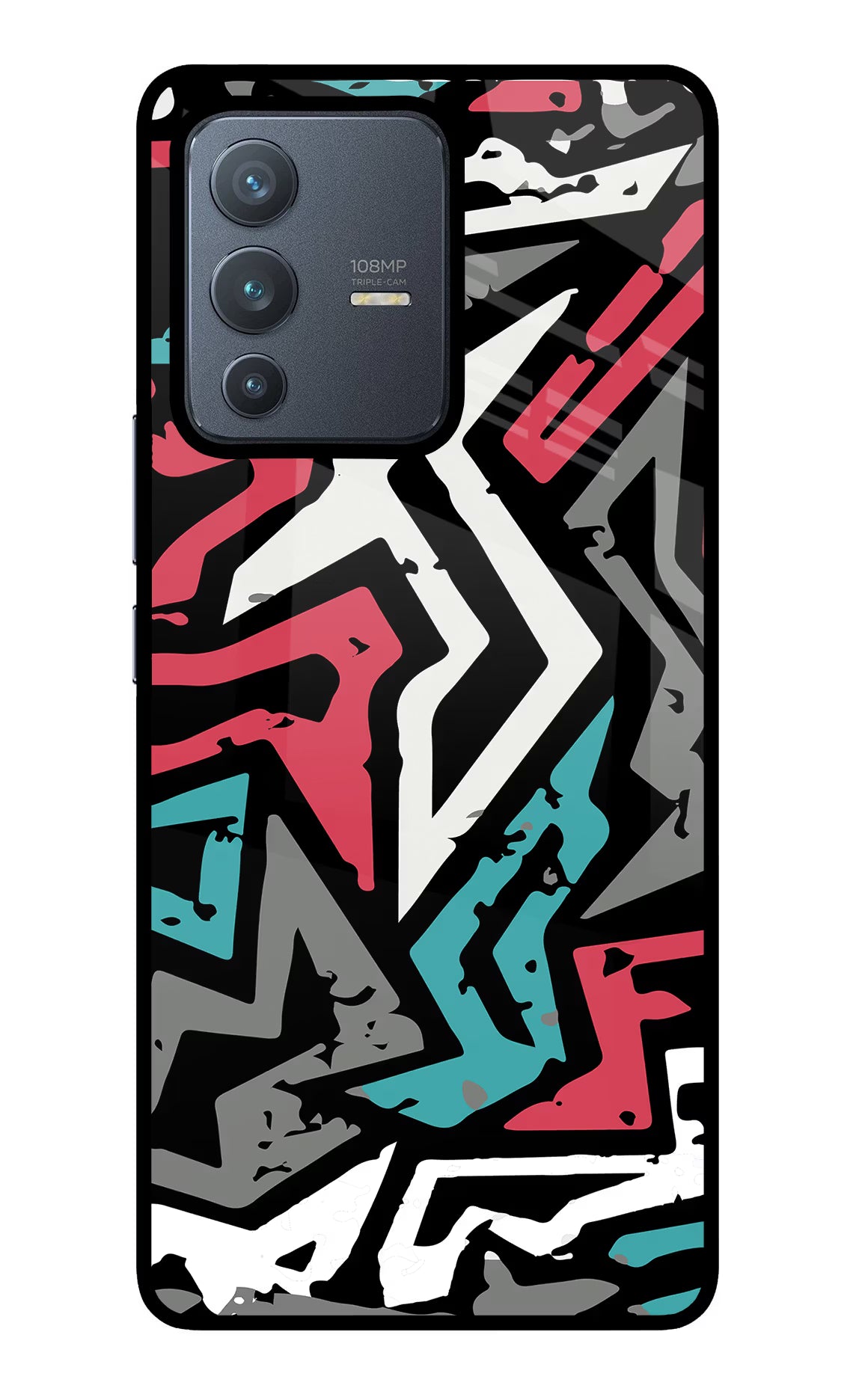 Geometric Graffiti Vivo V23 Pro 5G Glass Case Back Cover by Casekaro