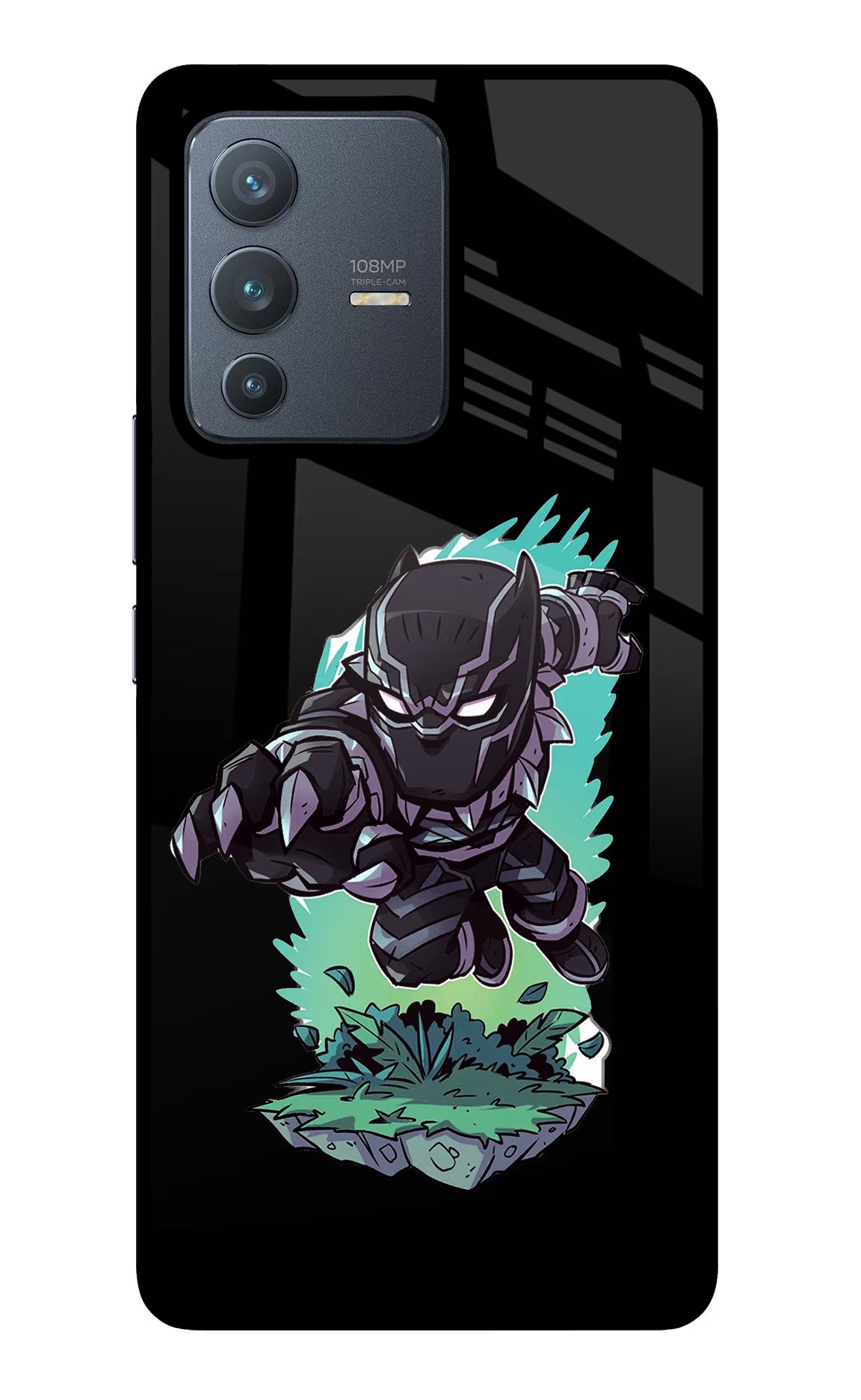Black Panther Vivo V23 Pro 5G Glass Case Back Cover by Casekaro