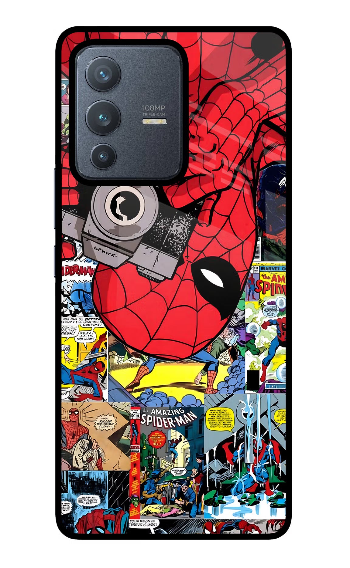 Spider Man Vivo V23 Pro 5G Glass Case Back Cover by Casekaro