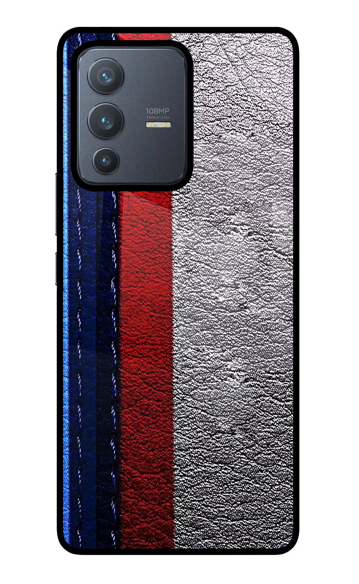 BMW Stripes Vivo V23 Pro 5G Glass Case Back Cover by Casekaro