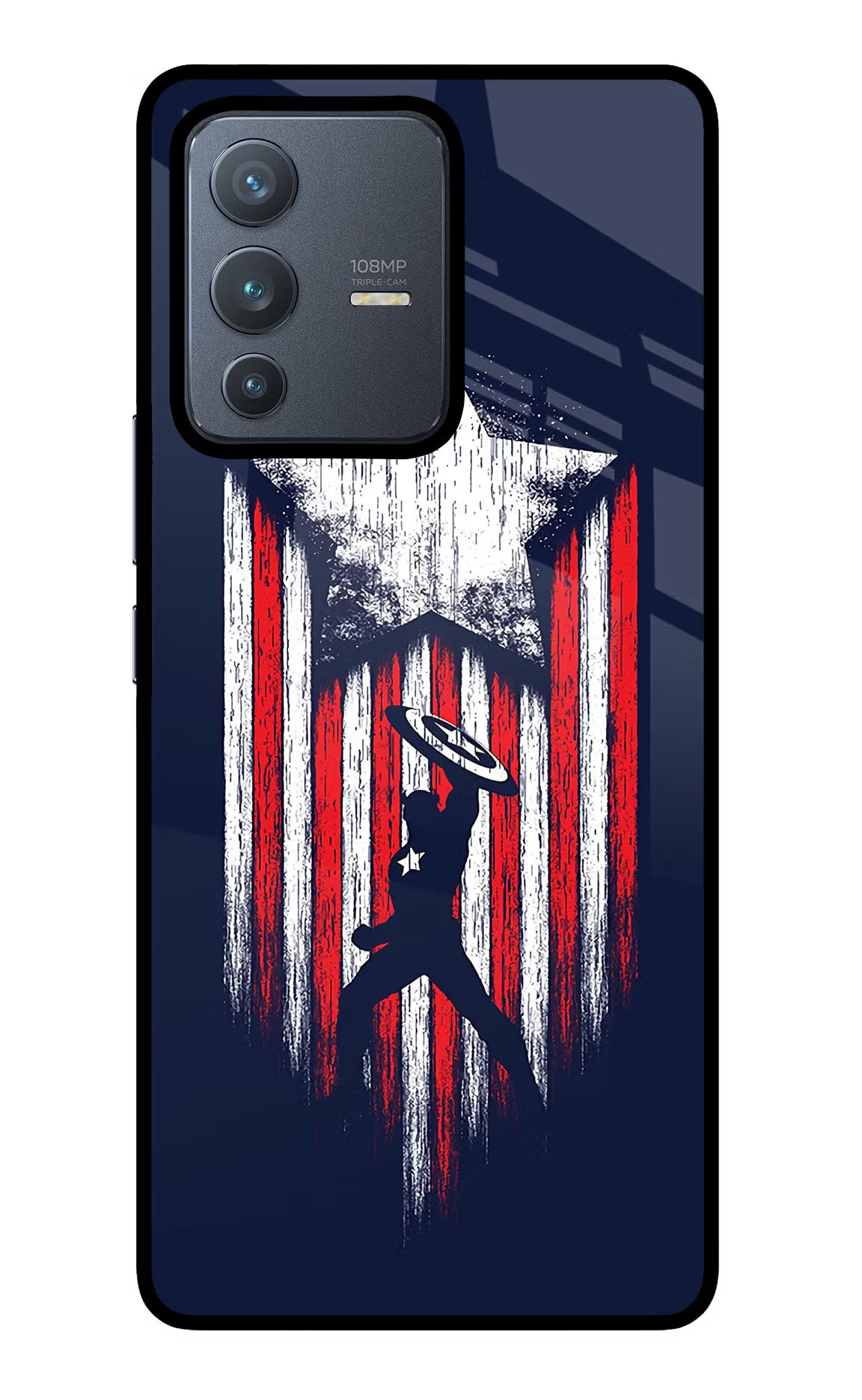 Captain America Marvel Art Vivo V23 Pro 5G Glass Case Back Cover by Casekaro
