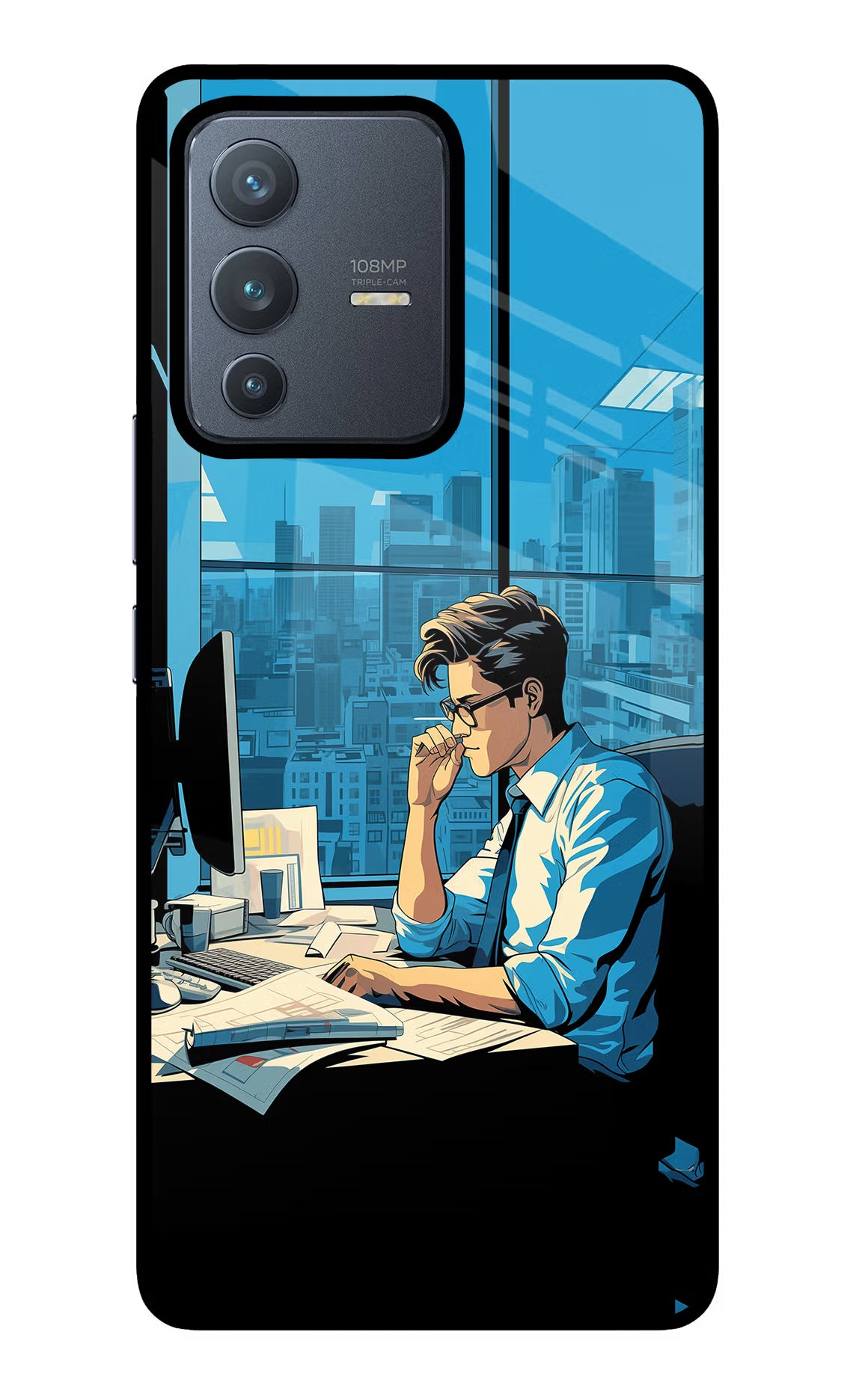 Focused Hustler (AI Generated) Vivo V23 Pro 5G Glass Case Back Cover by Casekaro
