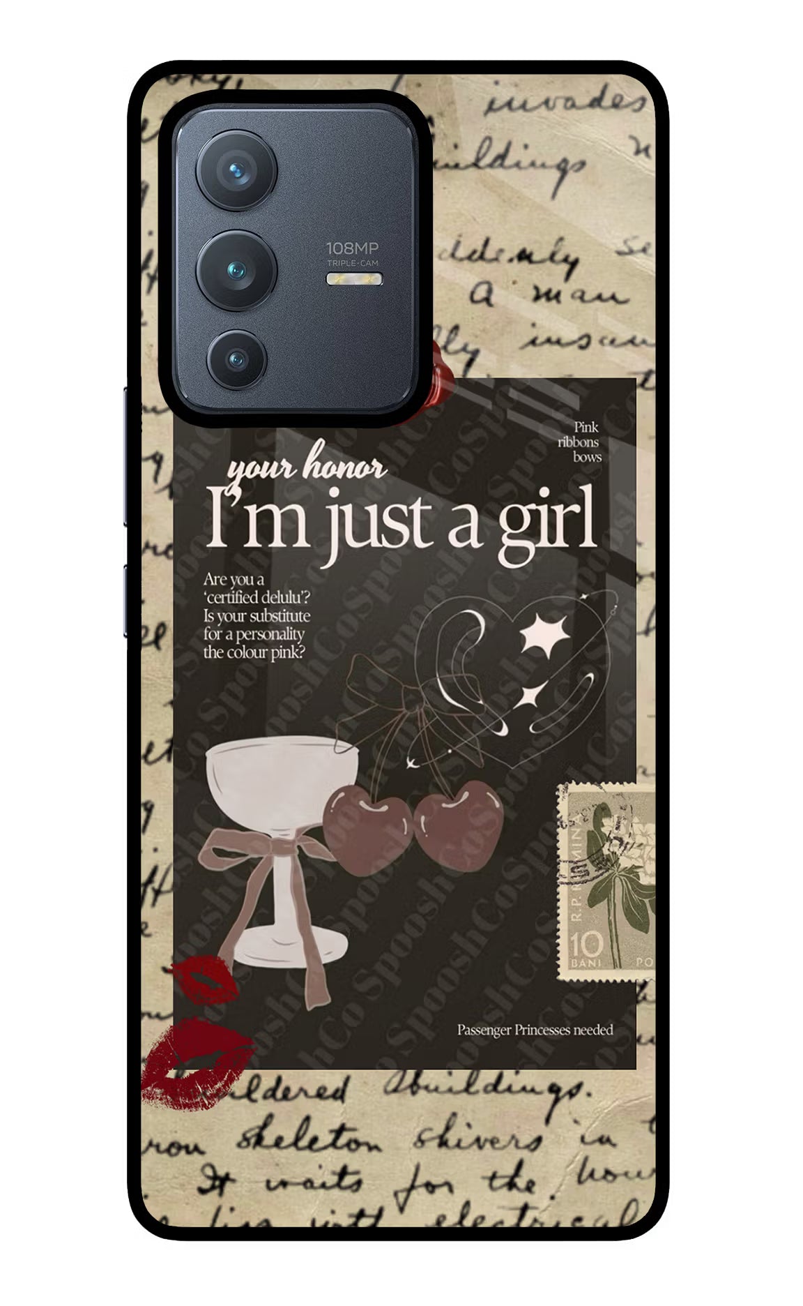 I am just a girl Vivo V23 Pro 5G Glass Case Back Cover by Casekaro