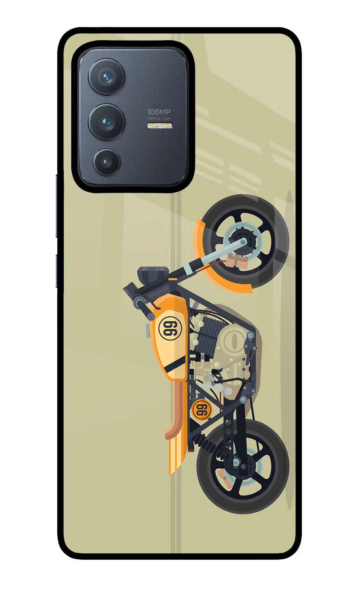 Vertical Speedster Vivo V23 Pro 5G Glass Case Back Cover by Casekaro