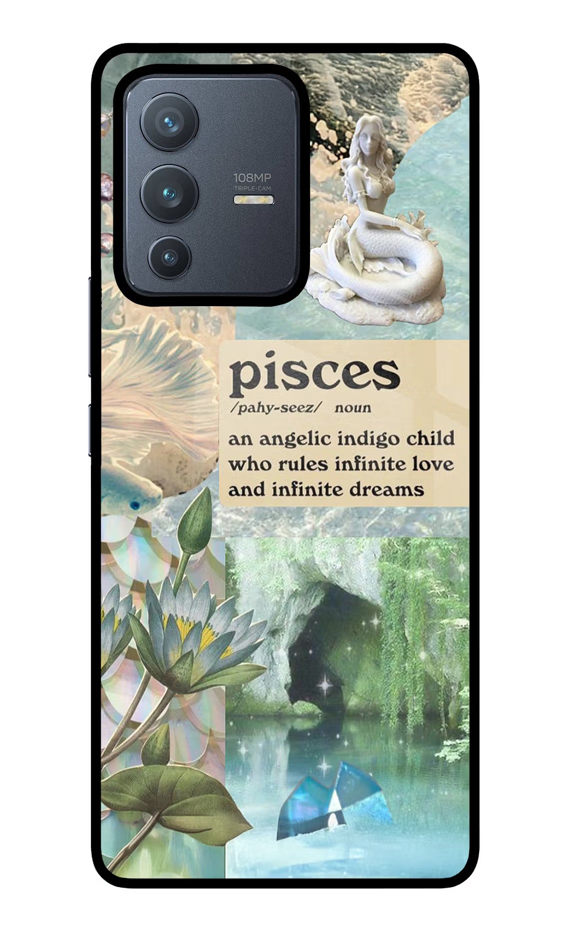 Pisces Zodiac Vivo V23 Pro 5G Glass Case Back Cover by Casekaro