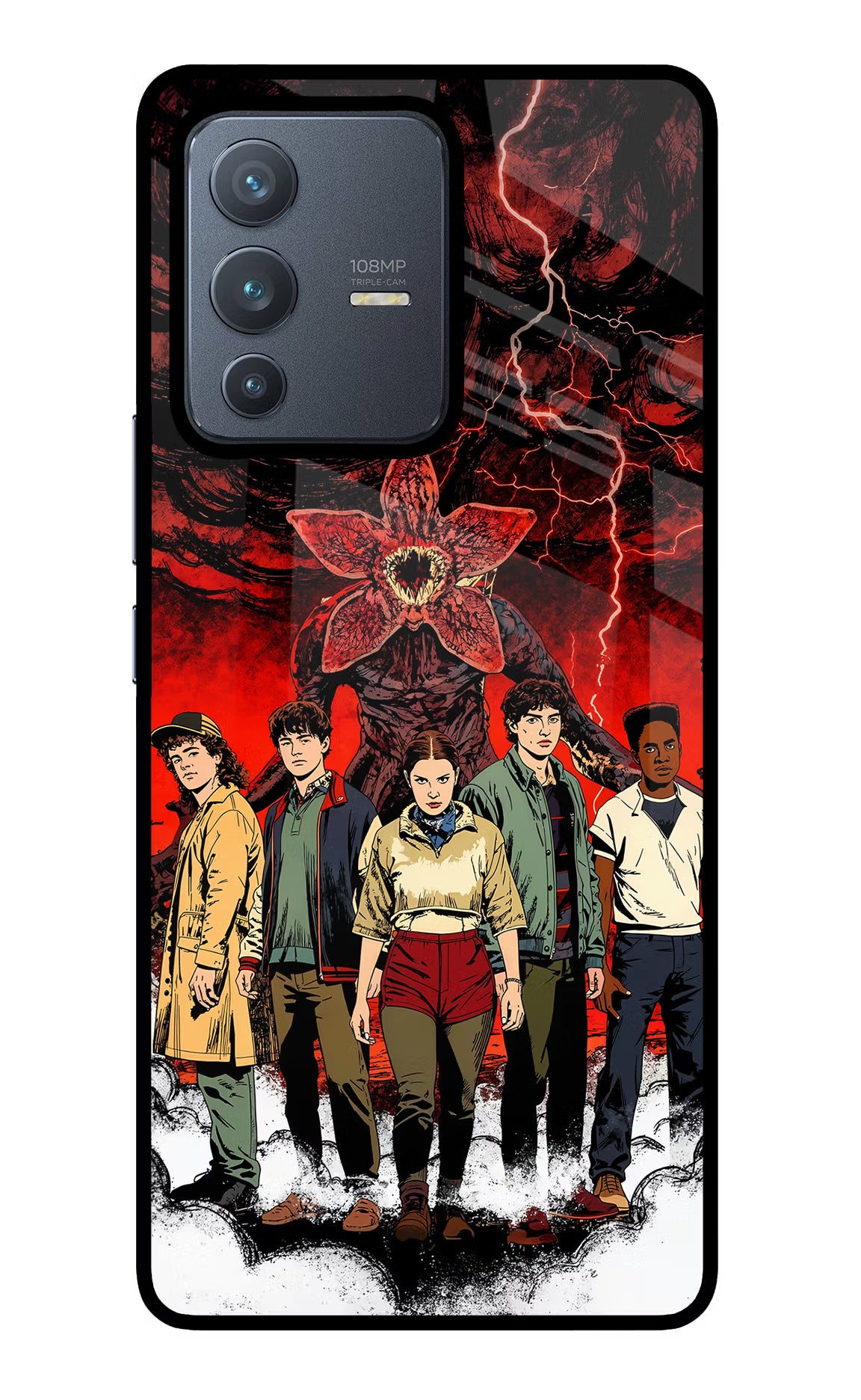 Ordinary Things Characters Vivo V23 Pro 5G Glass Case Back Cover by Casekaro