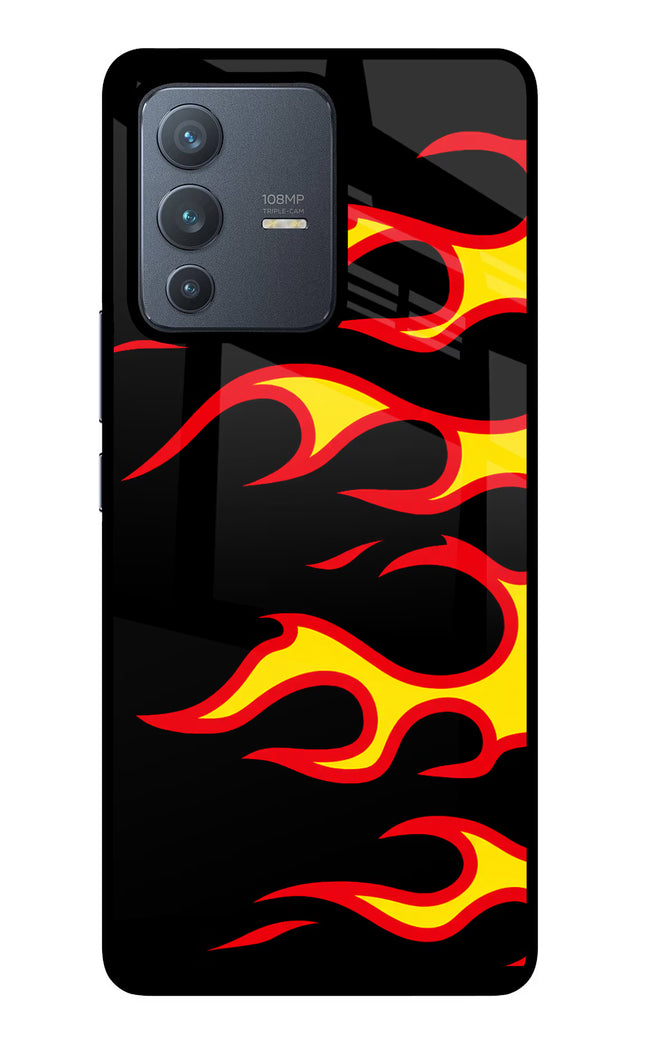 Side Sweep Flames Vivo V23 Pro 5G Glass Case