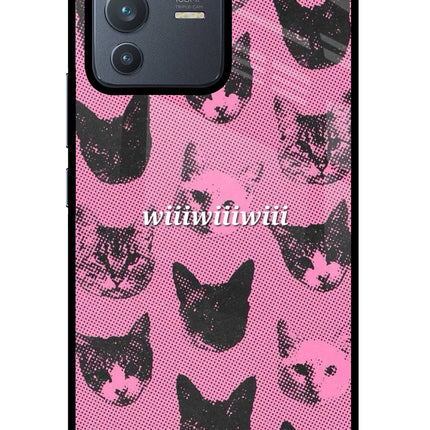 Pink Cats Vivo V23 Pro 5G Glass Case