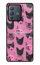 Pink Cats Vivo V23 Pro 5G Glass Case