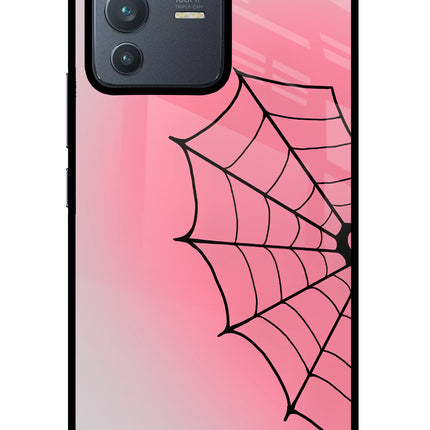 Pink Web Vivo V23 Pro 5G Glass Case