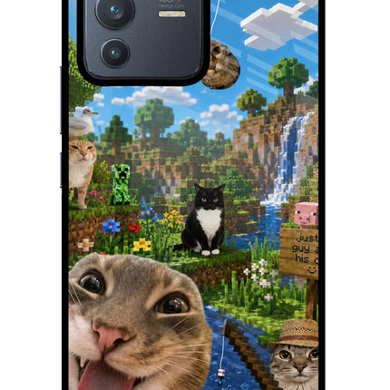 Minecraft Cat Chaos Vivo V23 Pro 5G Glass Case