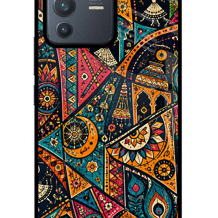 Folk Print Vivo V23 Pro 5G Glass Case