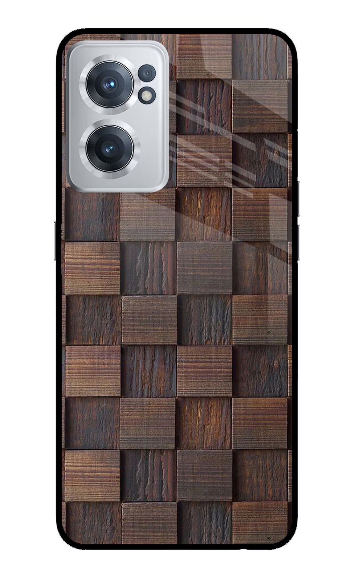 Wooden Cube Design OnePlus Nord CE 2 5G Glass Case Back Cover by Casekaro