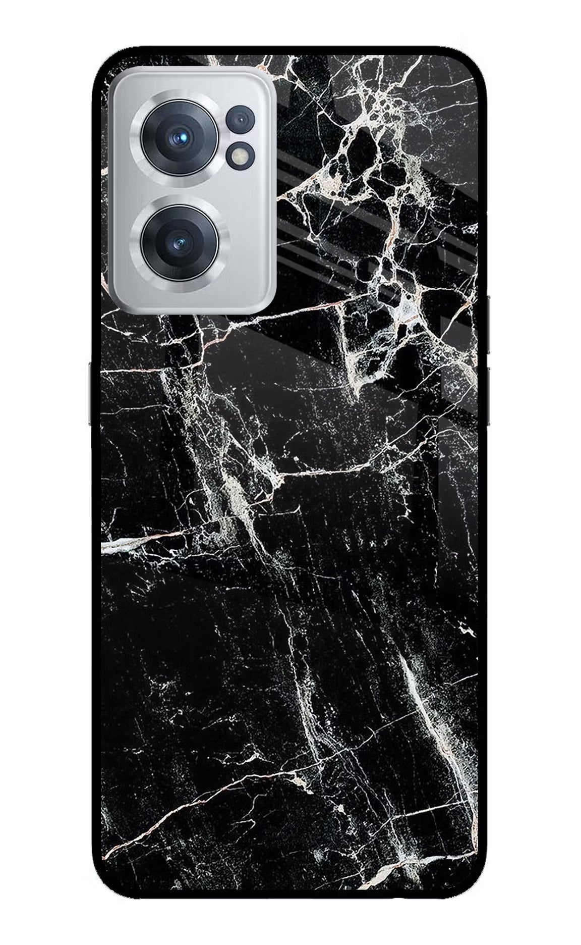 Black Marble Texture OnePlus Nord CE 2 5G Glass Case Back Cover by Casekaro