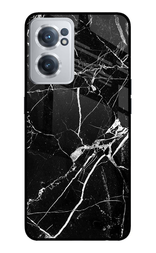 Black Marble Pattern OnePlus Nord CE 2 5G Glass Case