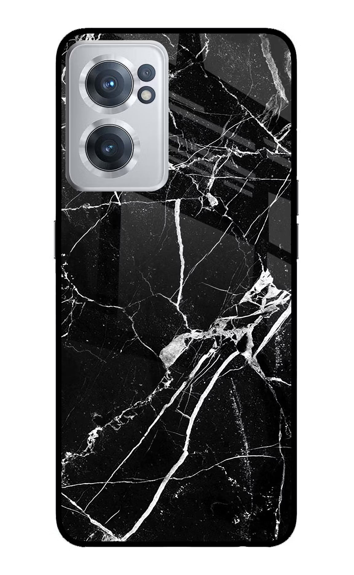 Black Marble Pattern OnePlus Nord CE 2 5G Glass Case Back Cover by Casekaro