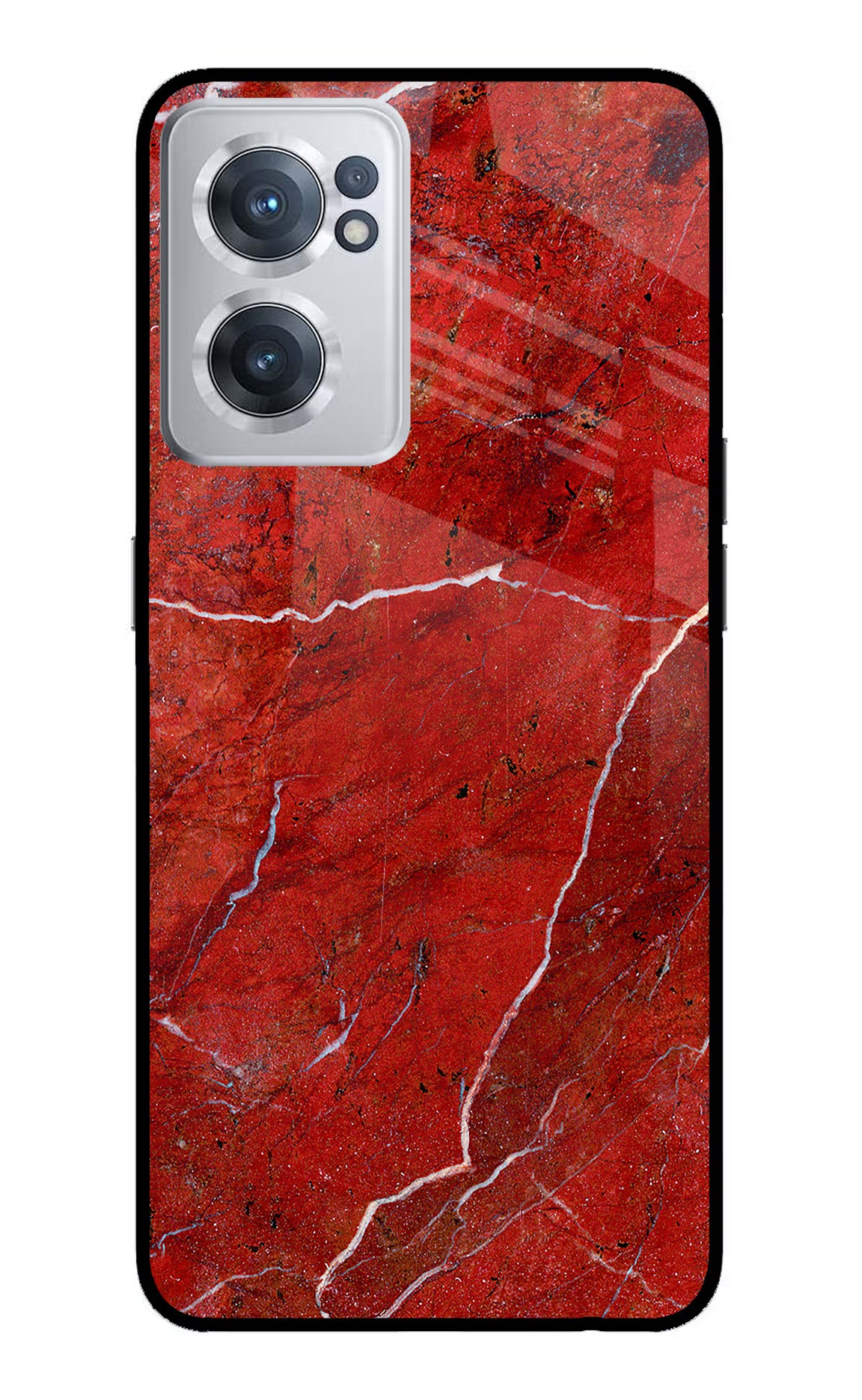 Red Marble Design OnePlus Nord CE 2 5G Glass Case Back Cover by Casekaro