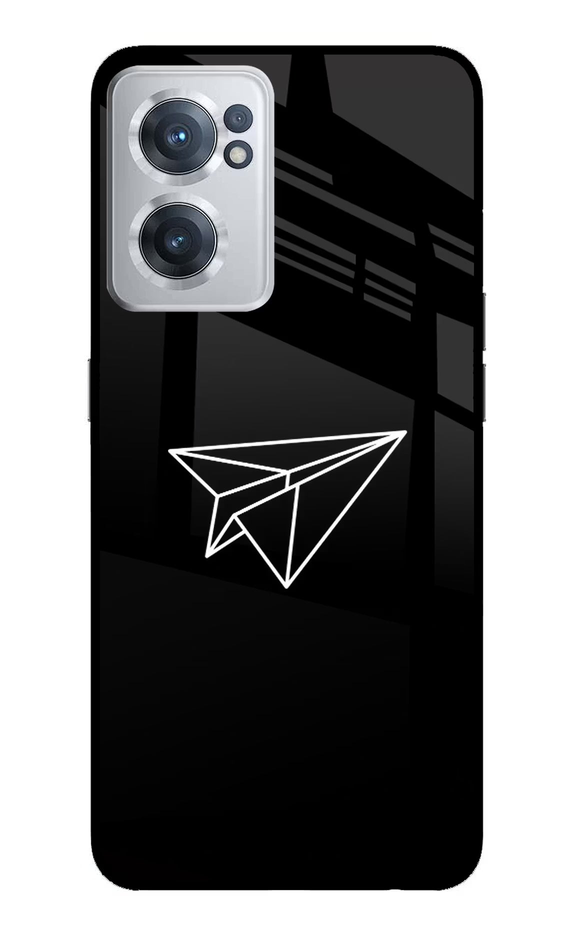 Paper Plane White OnePlus Nord CE 2 5G Glass Case Back Cover by Casekaro