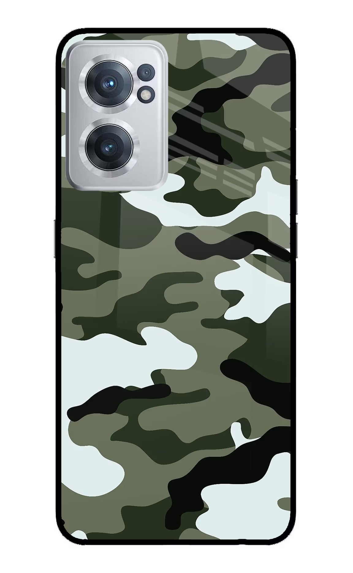 Camouflage OnePlus Nord CE 2 5G Glass Case Back Cover by Casekaro