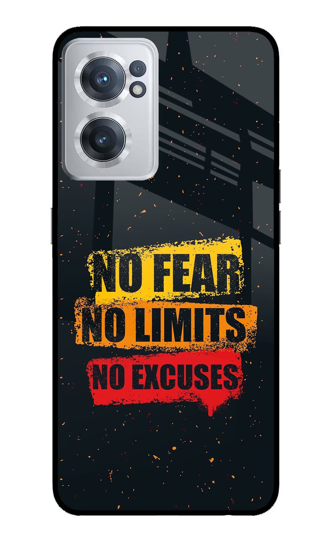 No Fear No Limits No Excuse OnePlus Nord CE 2 5G Glass Case Back Cover by Casekaro