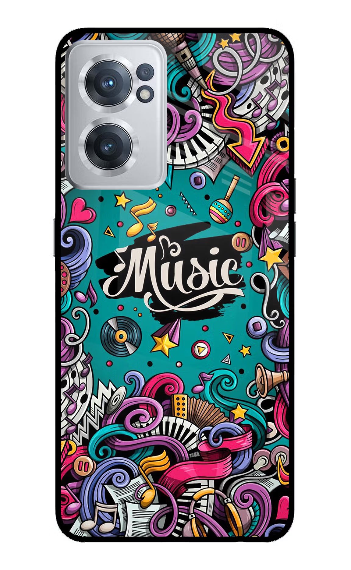 Music Graffiti OnePlus Nord CE 2 5G Glass Case Back Cover by Casekaro